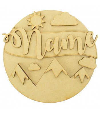 Laser Cut Personalised 3D Detailed Layered Circle Plaque - Mountains Themed